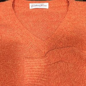 A Men’s Rustic Orange Classic V Neck Sweater